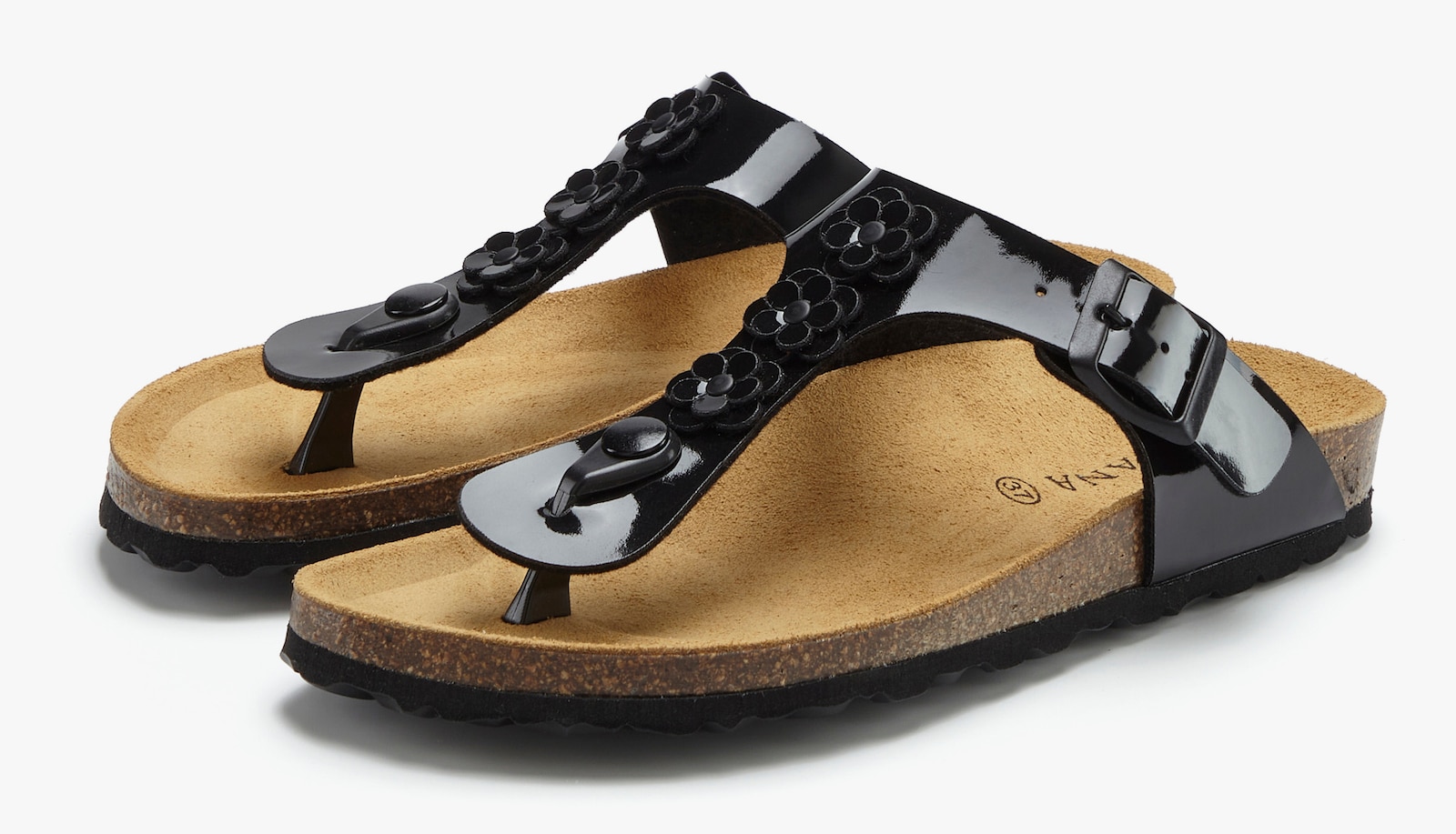 LASCANA Zehentrenner - schwarz lack