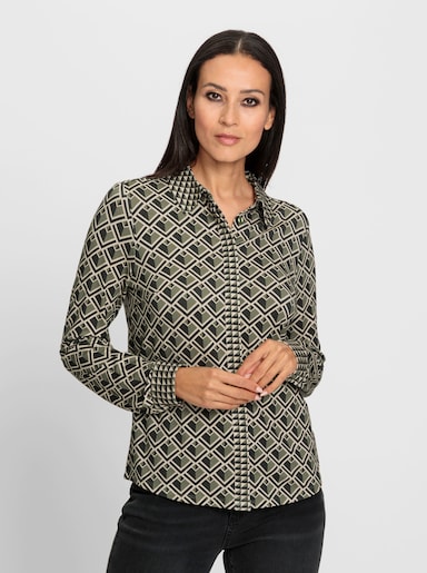 heine Blouse met print en grafisch dessin - kaki/grafiet bedrukt