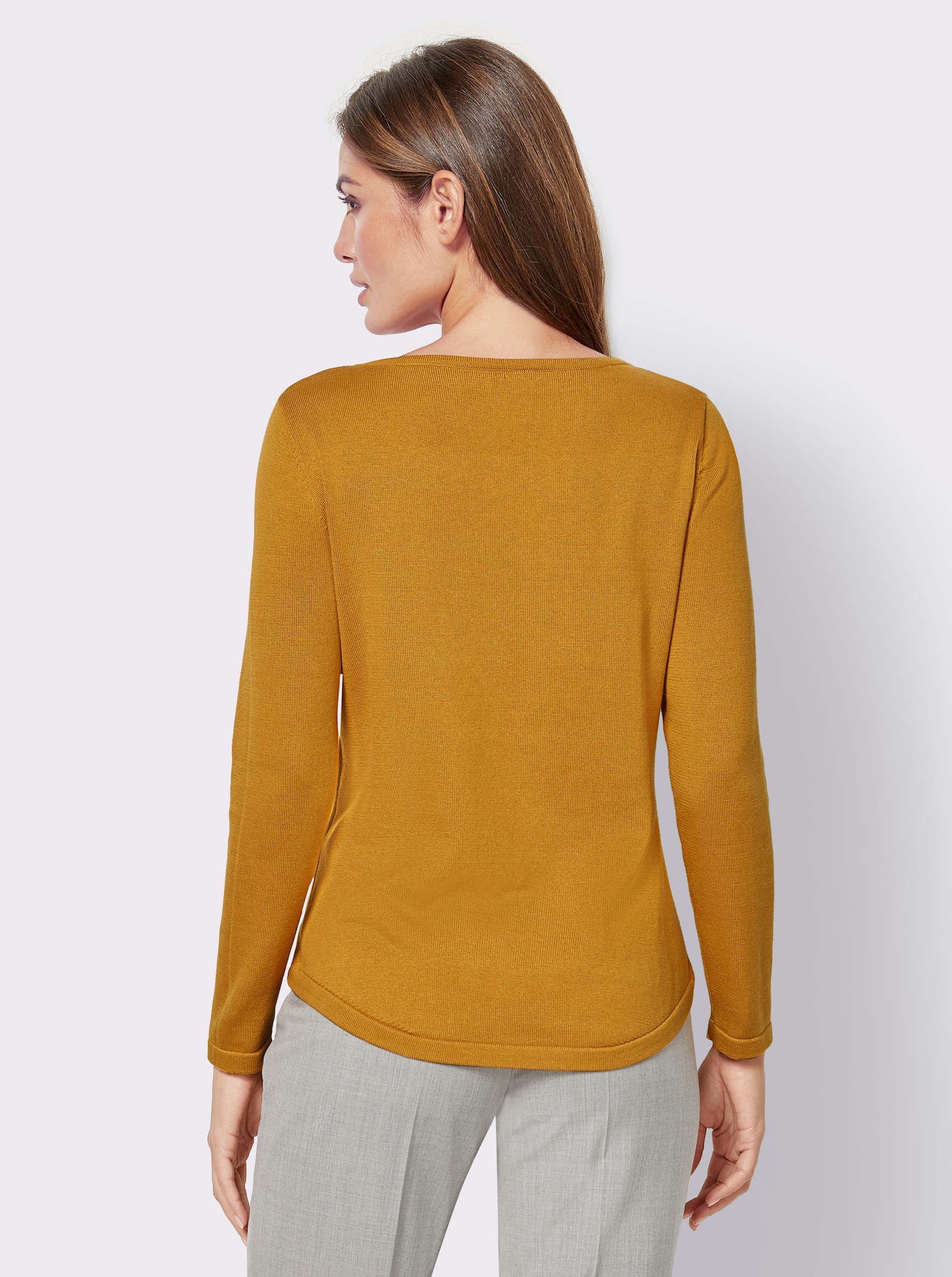 Pull avec encolure en U - jaune curry