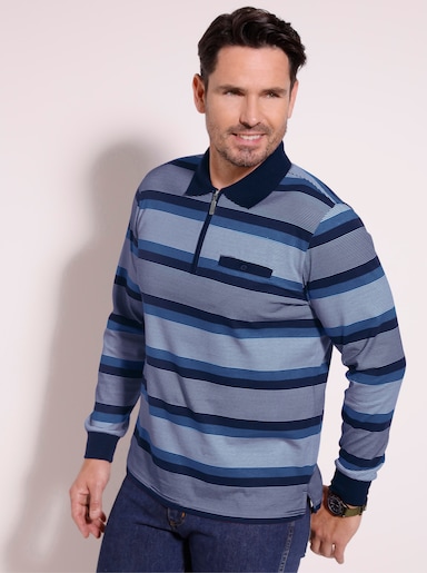 Poloshirt - marine-jeansblau-gestreift