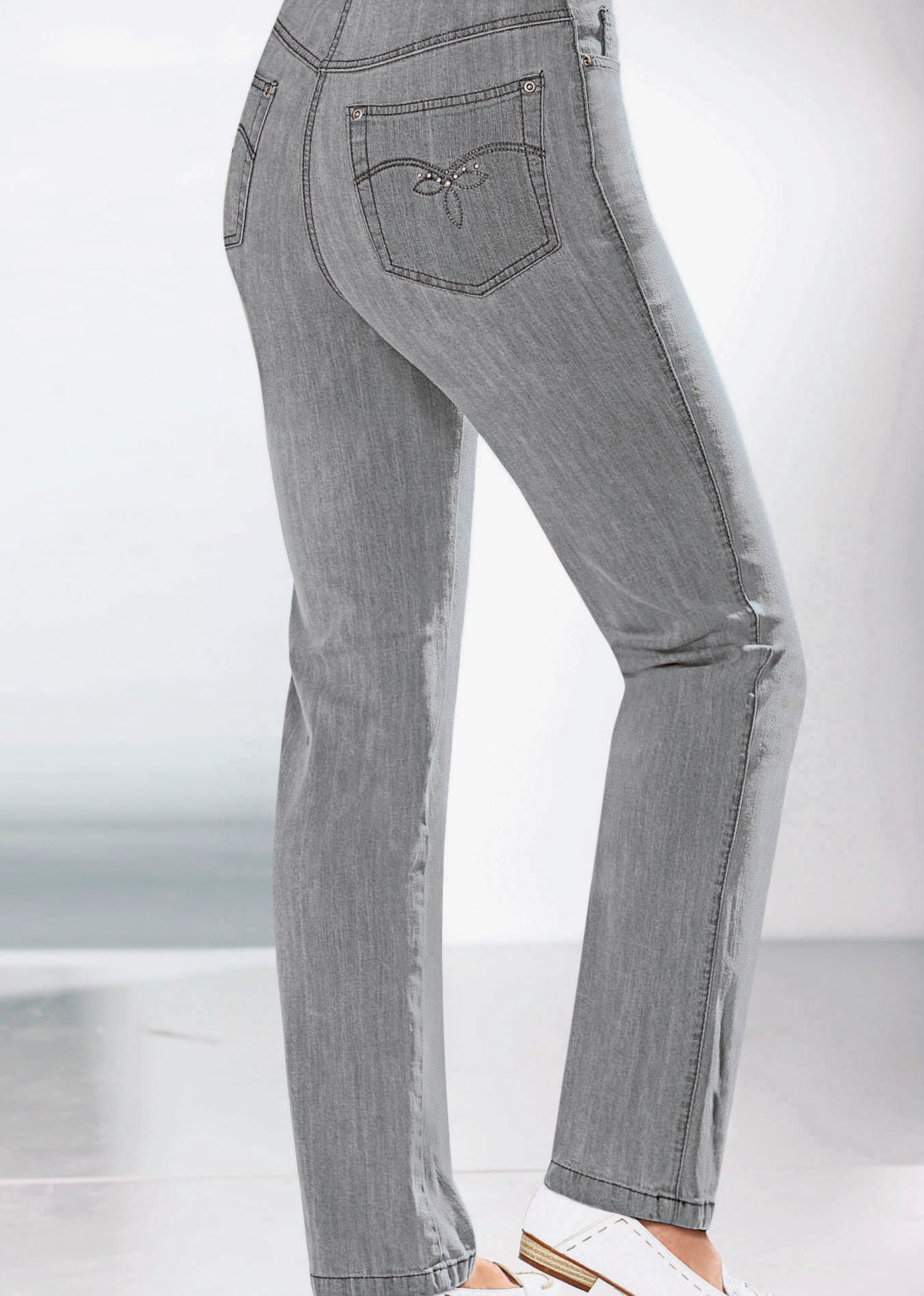 Jean 5 poches extensible - denim gris