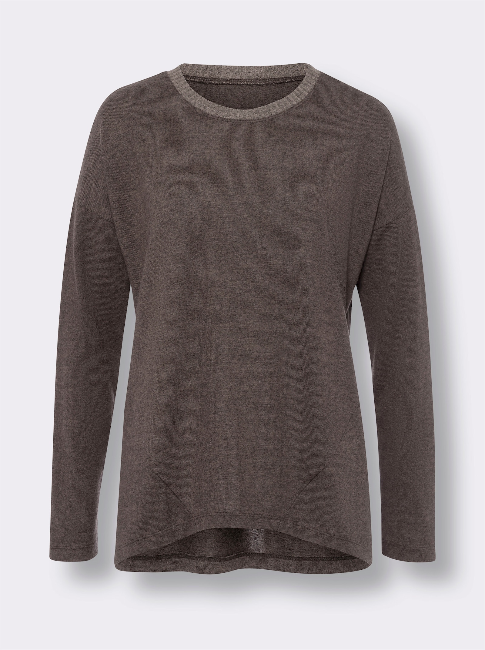 heine Langarmshirt in Melange-Qualität - dunkeltaupe-meliert