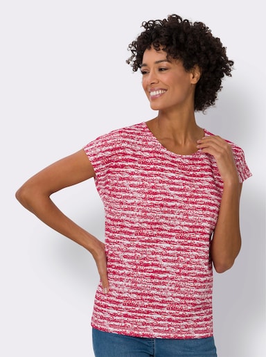 Shirt met korte mouwen - rood/ecru gestreept