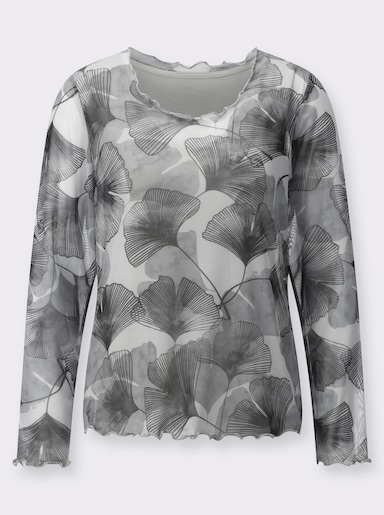 Langarmshirt - hellgrau-bedruckt