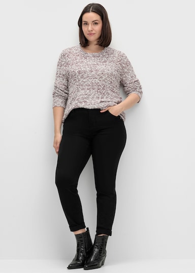 Rundhalspullover mit Effektgarn - burgund