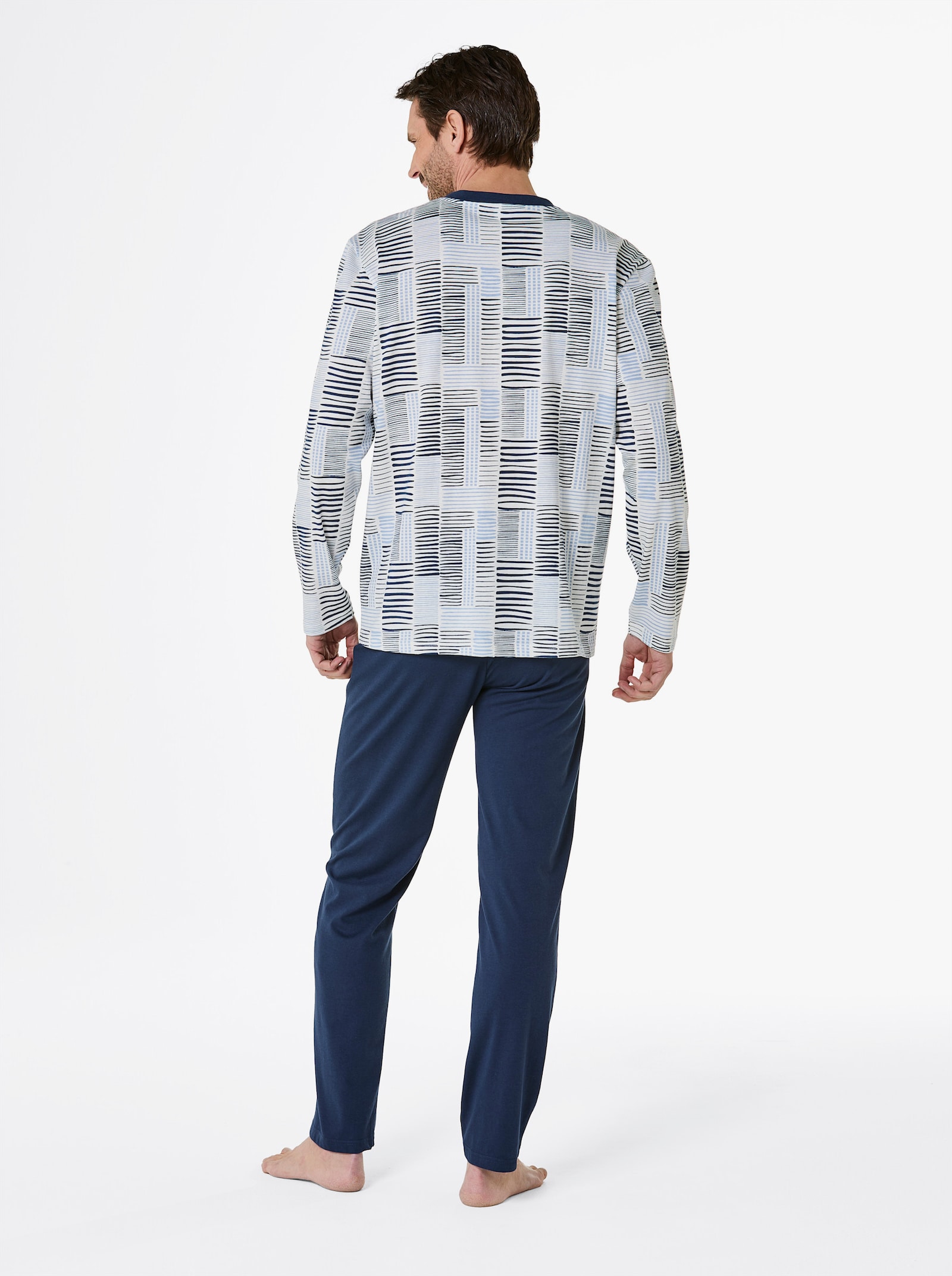 wäschepur men Schlafanzüge - ecru-dunkelblau + ecru-petrol