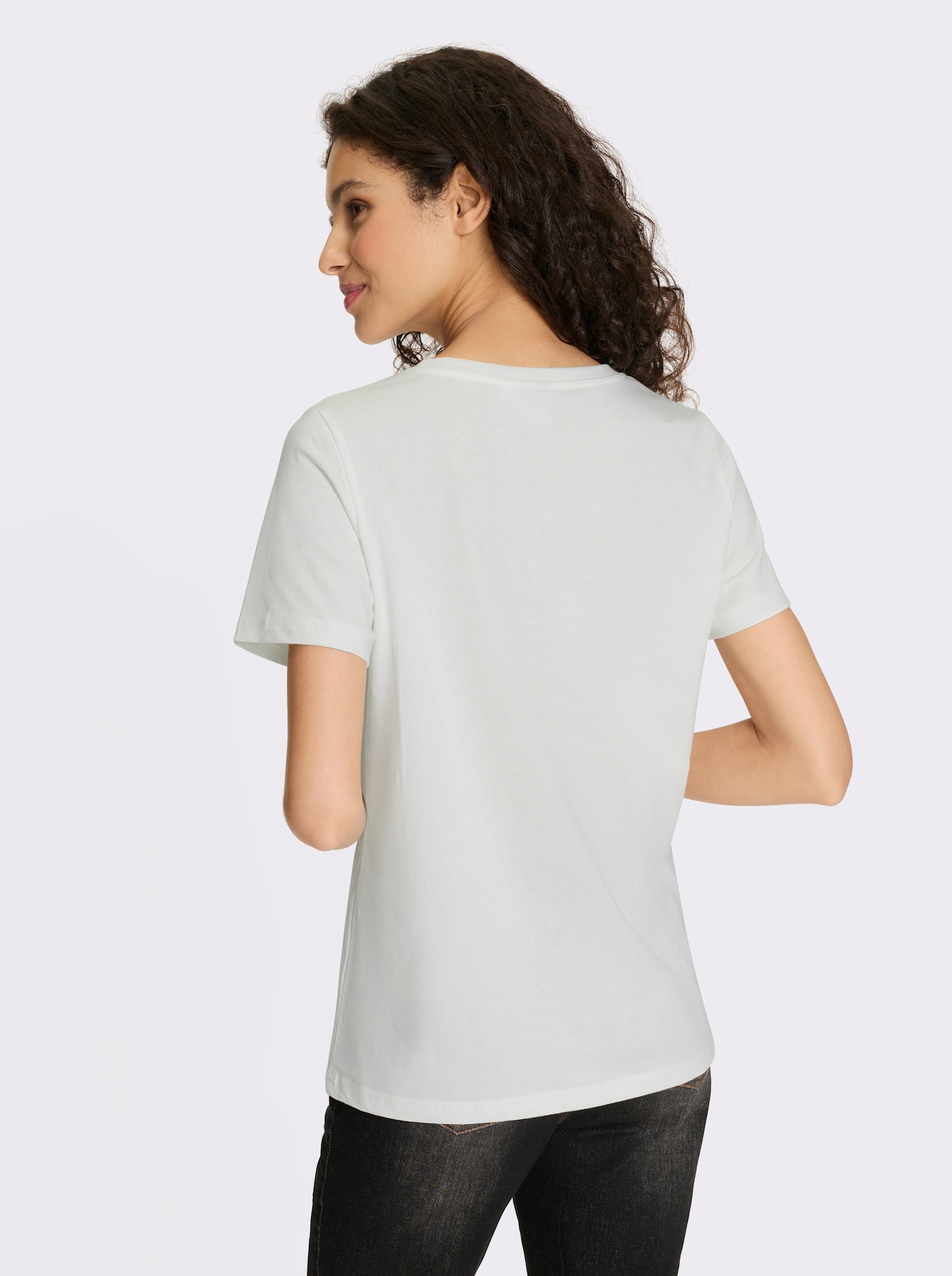 heine T-Shirt mit Blumen-Motiv - ecru