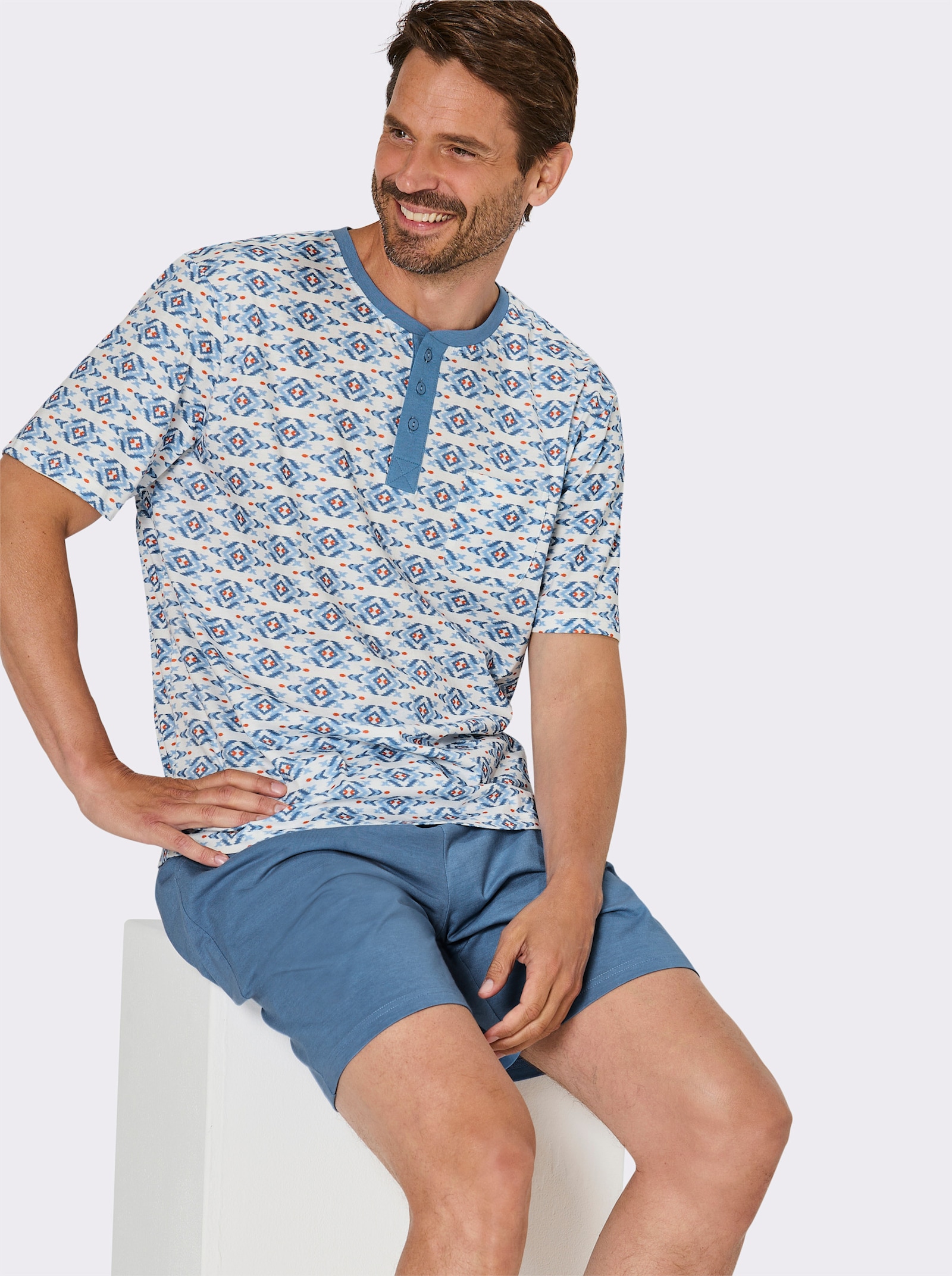 wäschepur men Shorty - mittelblau-champagner