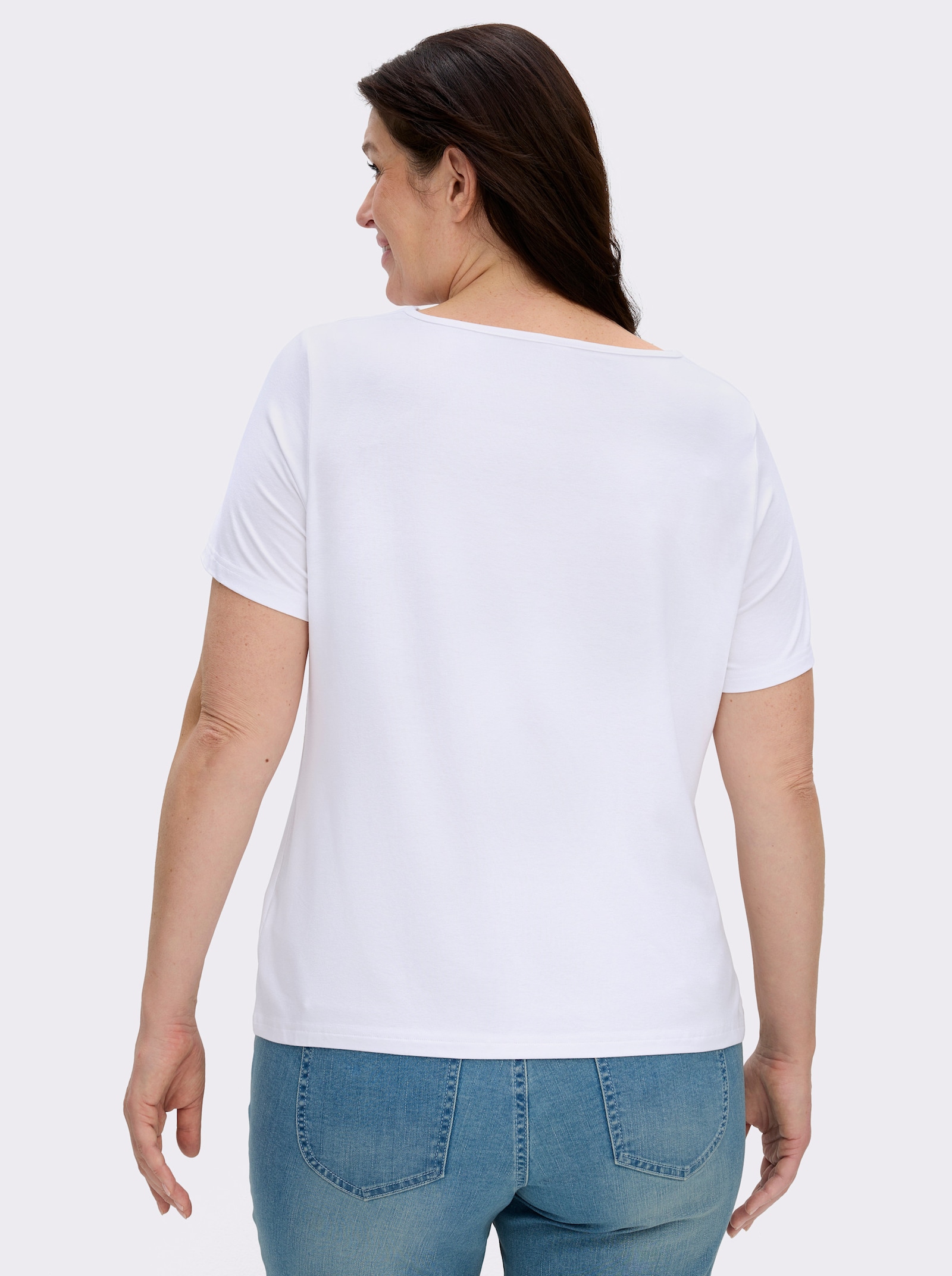 Wasserfallshirt mit kurzen Ärmeln - weiß