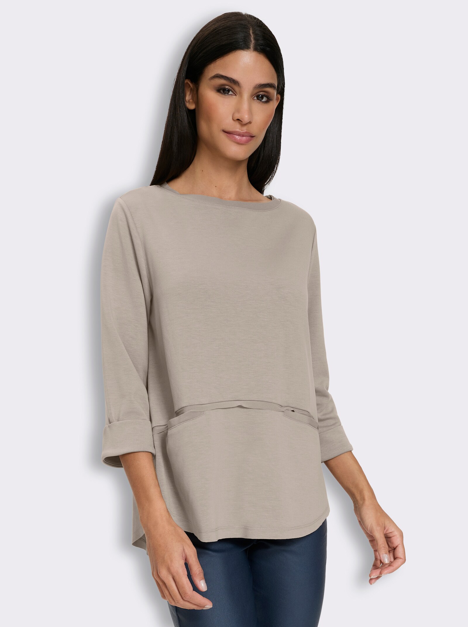heine Sweatshirt mit offenen Kanten - sesam