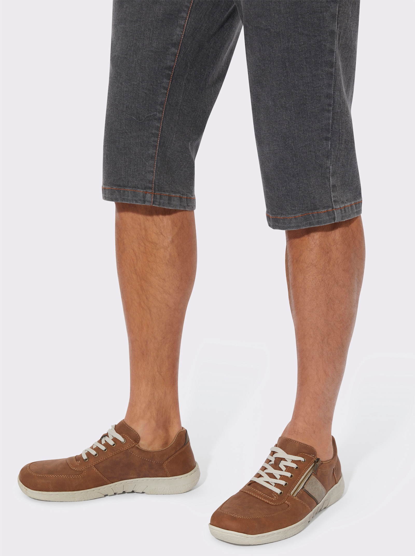 Jeansbermuda met folkloreborduursel - antraciet-denim