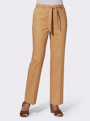 Broek met persplooien - camel