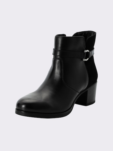 sheego Stiefelette aus Velours- und Glattleder - schwarz