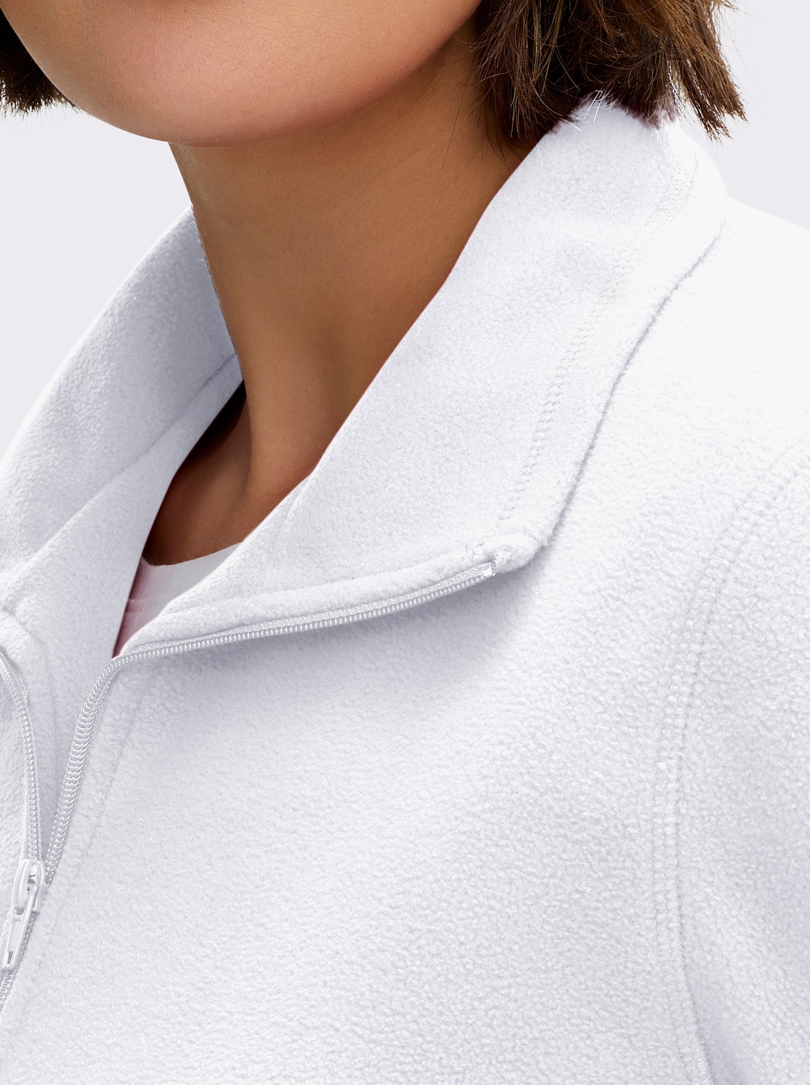 Fleecejacke mit zwei Taschen - ecru