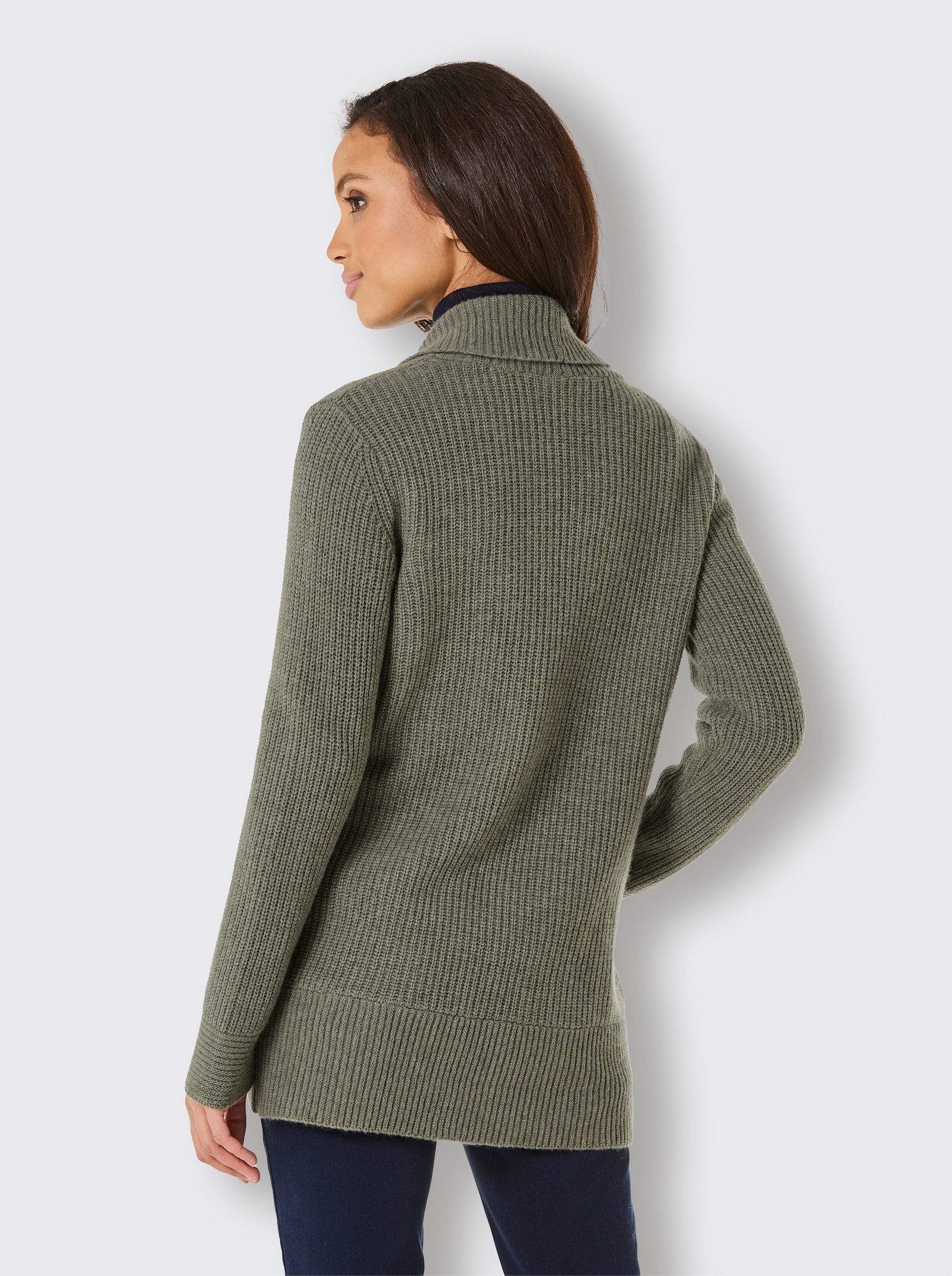 CREATION L PREMIUM Strickjacke im Schurwoll-Kaschmir-Mix - khaki-meliert
