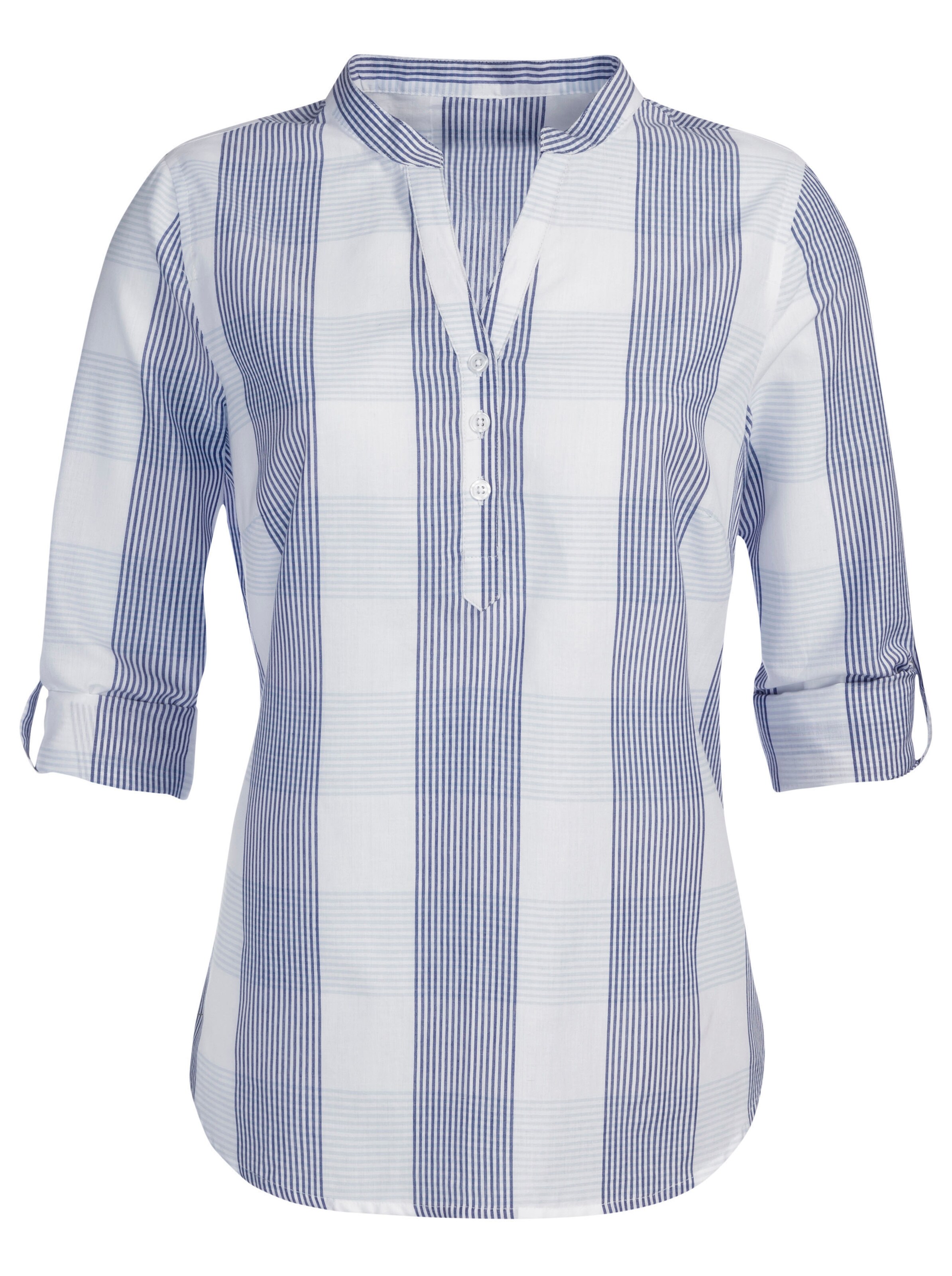 Witt Weiden Damen Baumwollbluse marine weiß kariert  - Onlineshop Witt Weiden