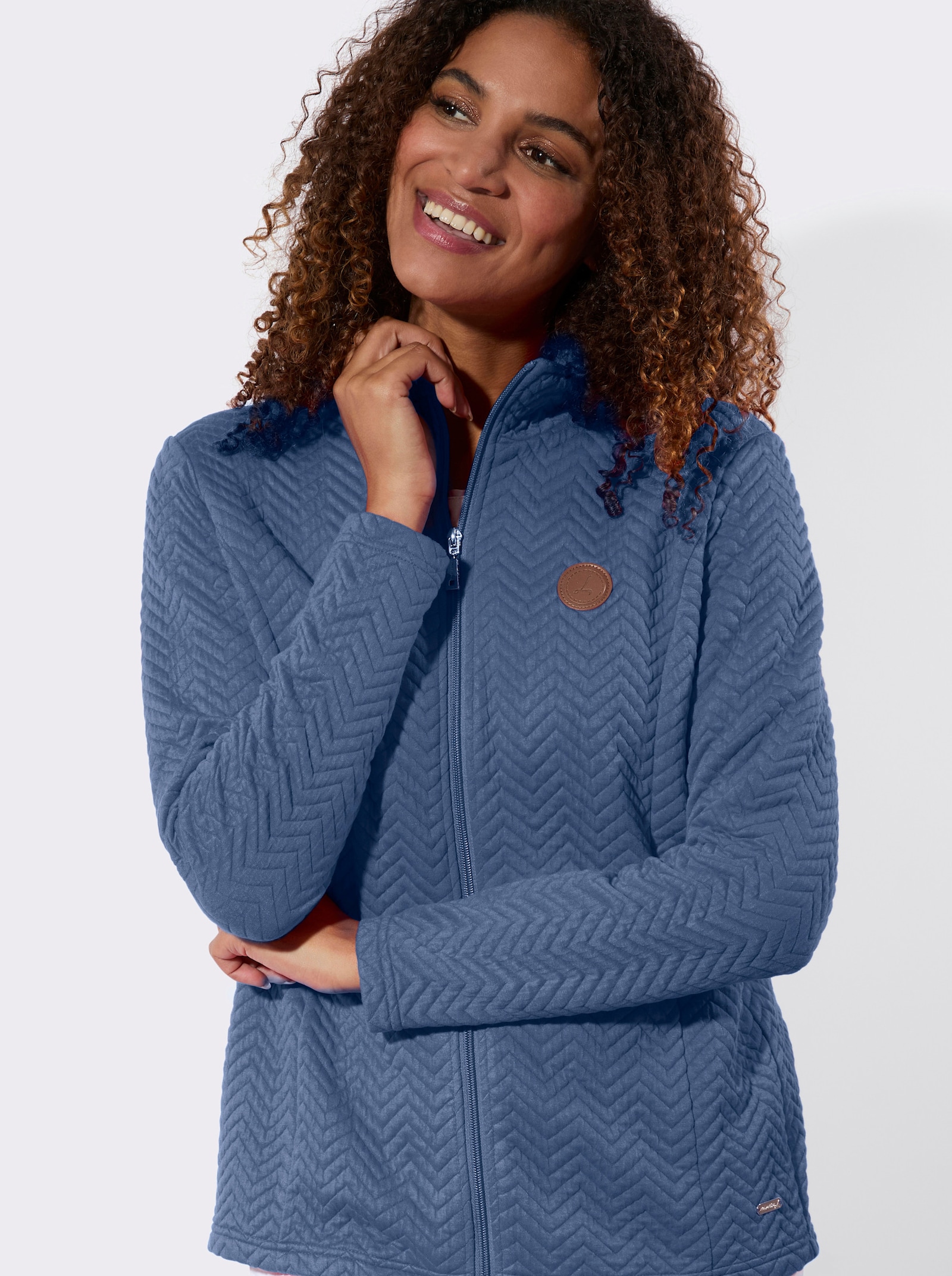 Shirtjacke mit Stehkragen - jeansblau