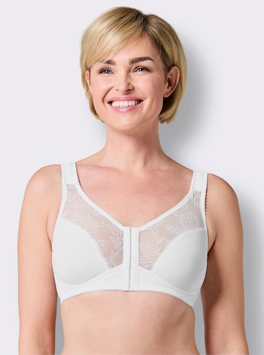 wäschepur Vorderverschluss-BH ohne Bügel mit Spitze - weiß