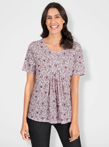 Print-Shirt mit Falte vorne - hellrosé-hellgrau-bedruckt