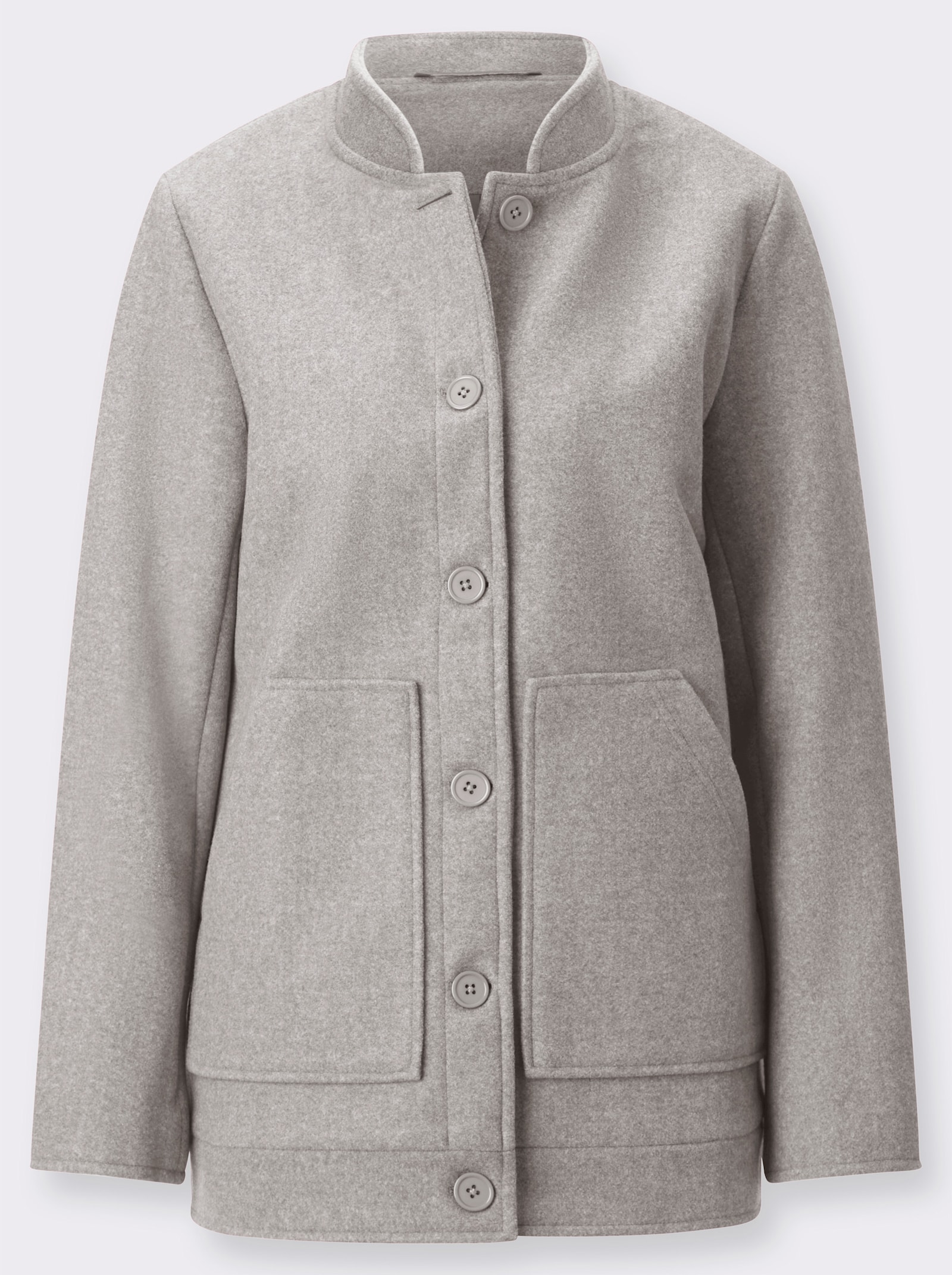 Jacke mit Stehkragen - grau-meliert