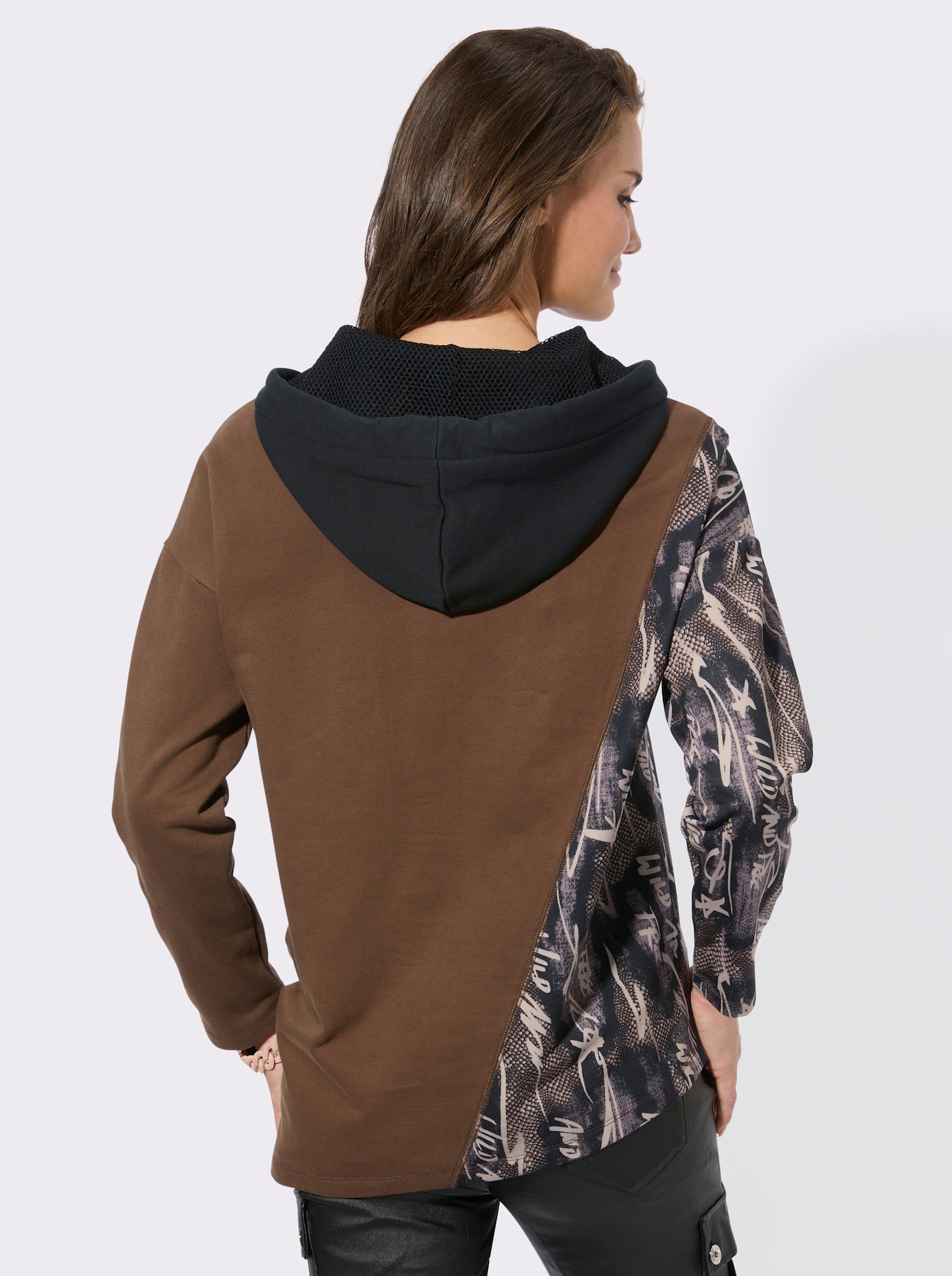 Longsweatshirt in asymmetrischem Schnitt - taupe