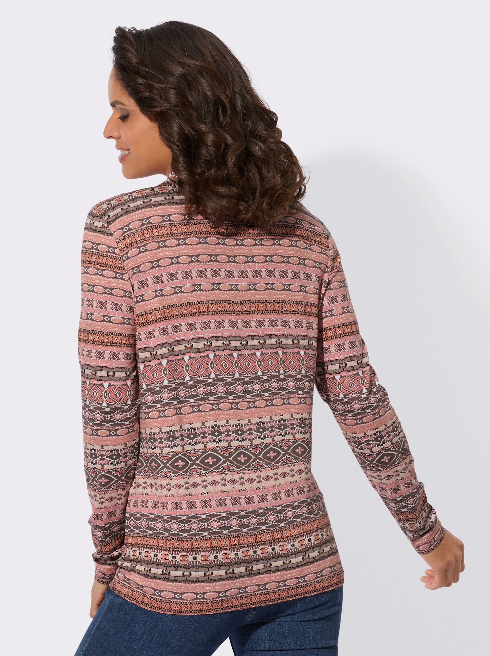 Poloshirt mit kurzem Reißverschluss - papaya-bedruckt