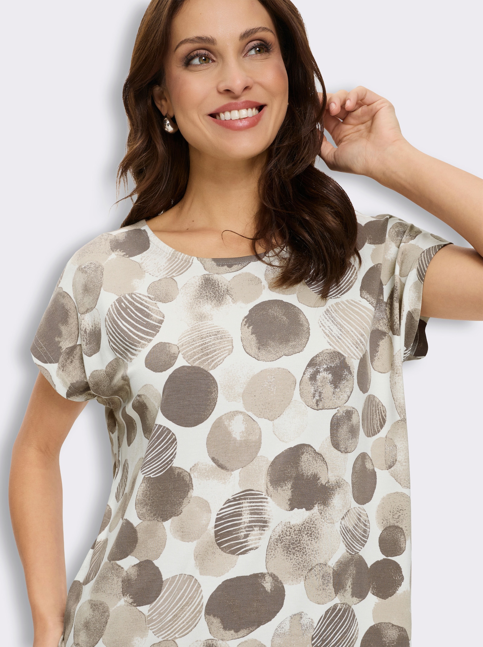 Print-Shirt mit überschnittenen Schultern - ecru-sesam-bedruckt