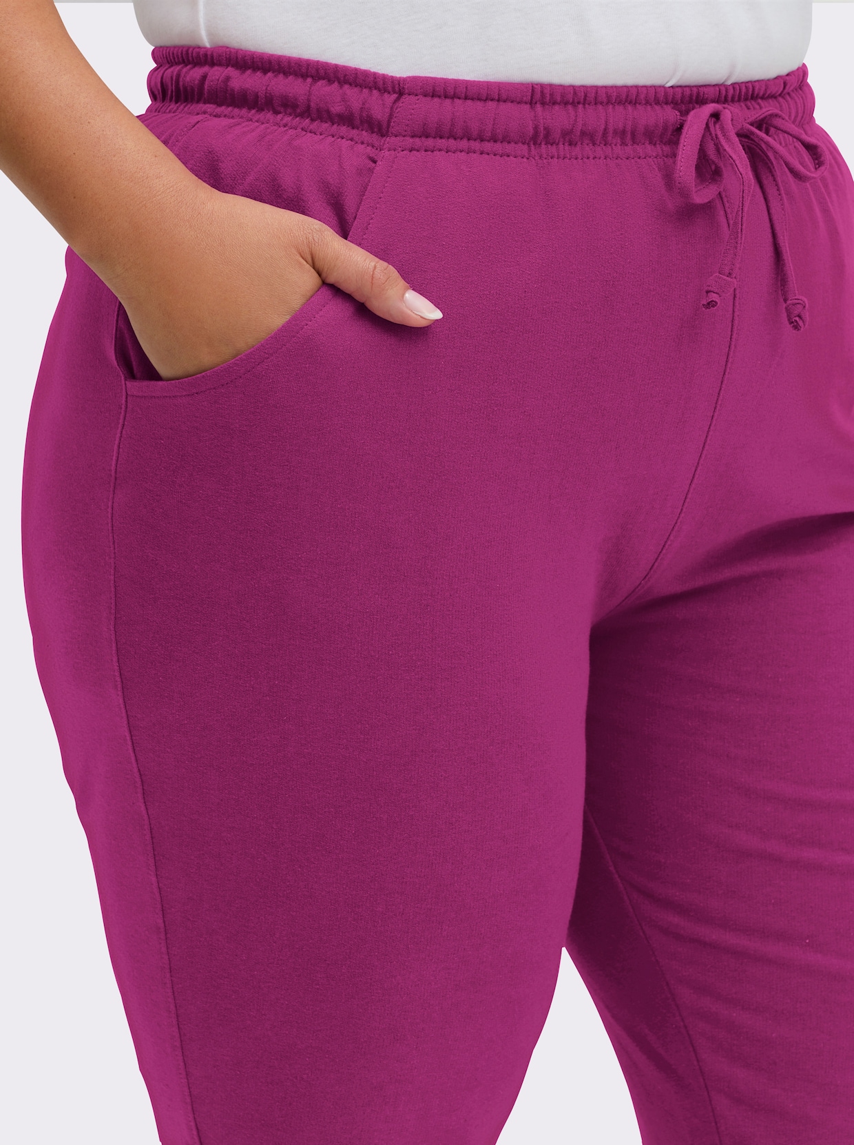 Jerseyhose mit Tunnelzug und Bindeband - beere