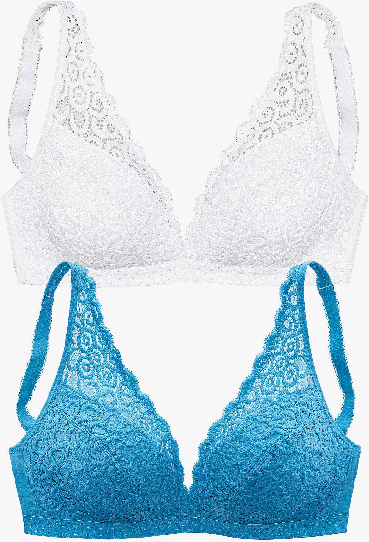 petite fleur Soutien-gorge Bralette - bleu fumée + blanc