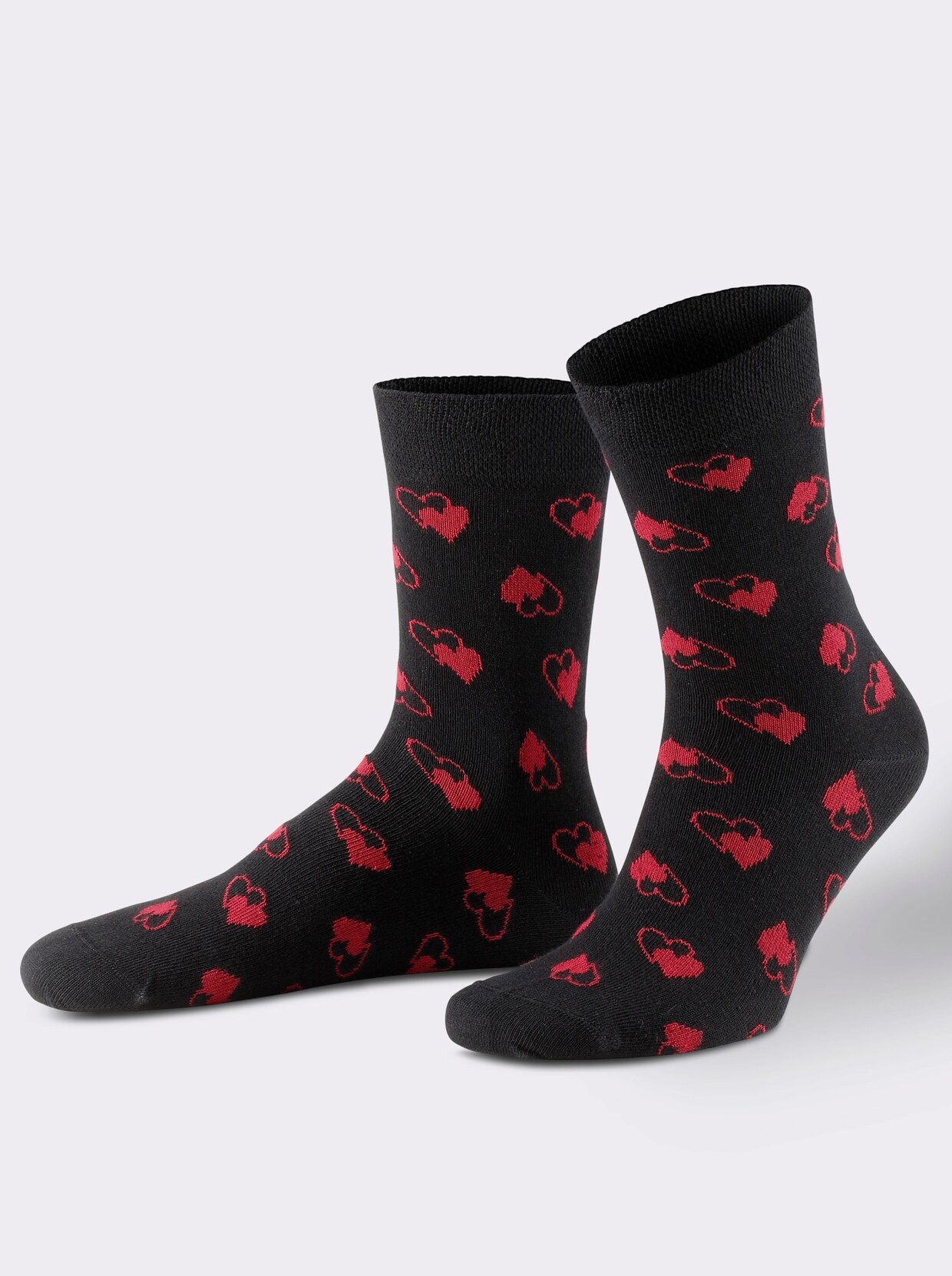 wäschepur Dámské ponožky - černá-červená-vzor + černá
