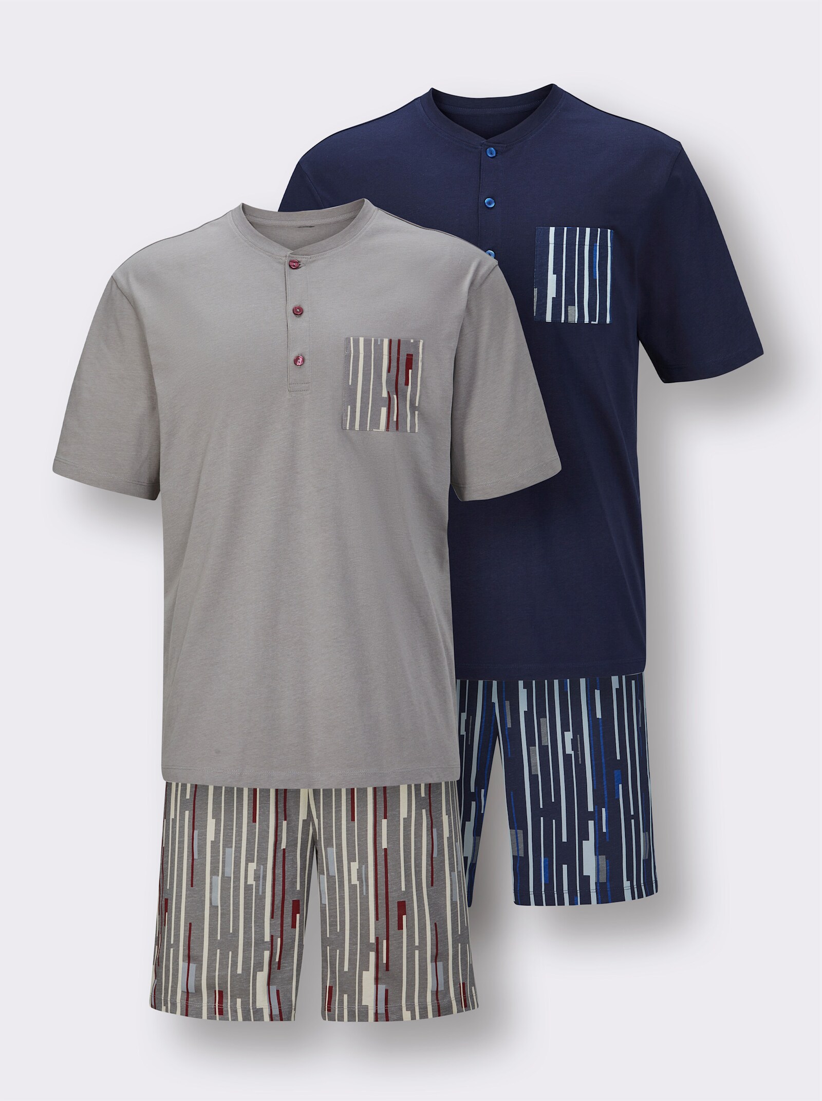 wäschepur men Krátká pyžama - námořnická modrá + šedá