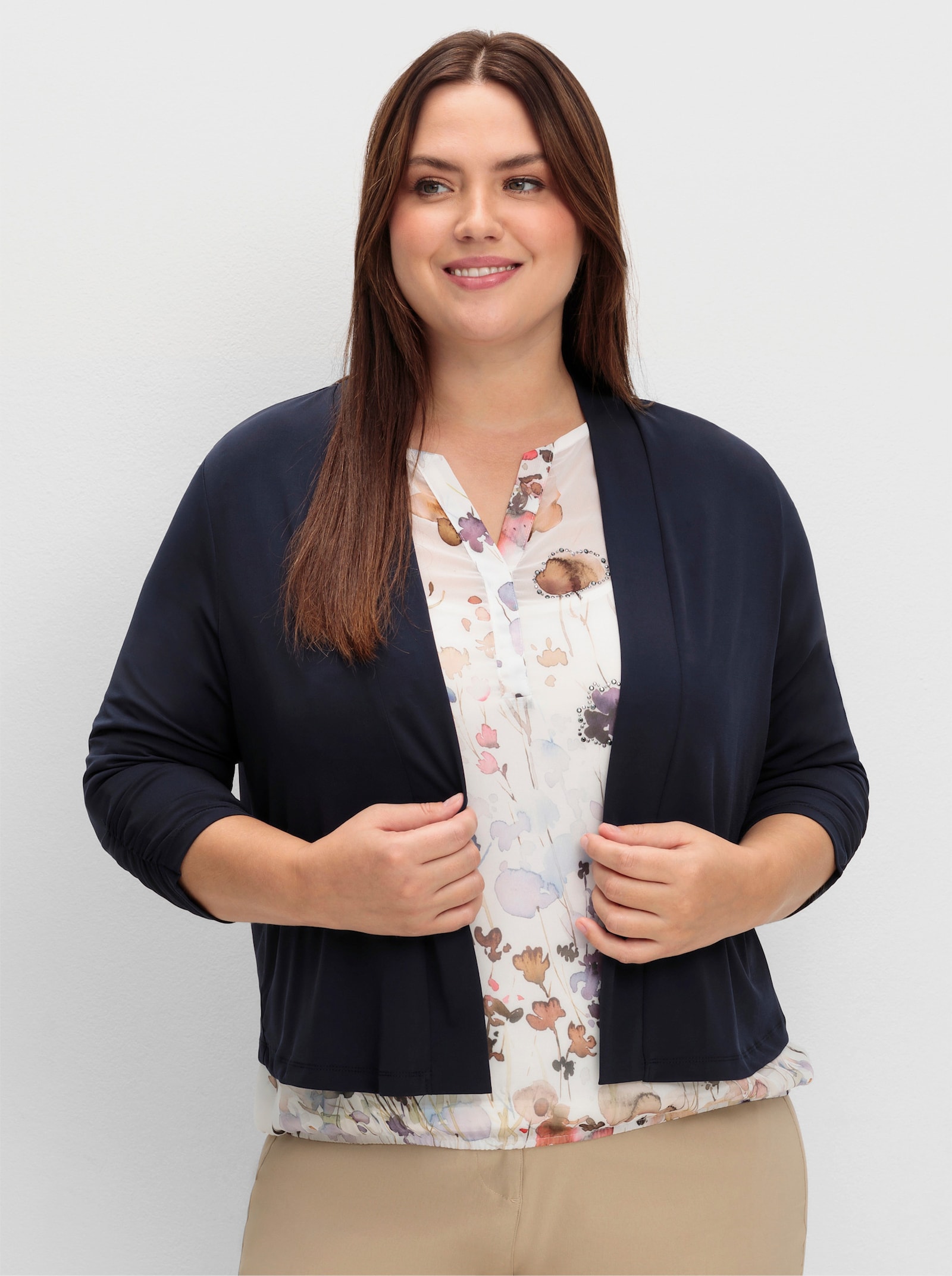 Shirtjacke in kurzer Bolero-Form - marine