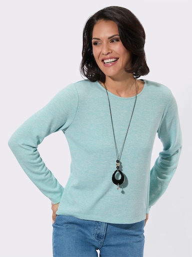 Rundhalsshirt in Melange-Qualität - mint-meliert