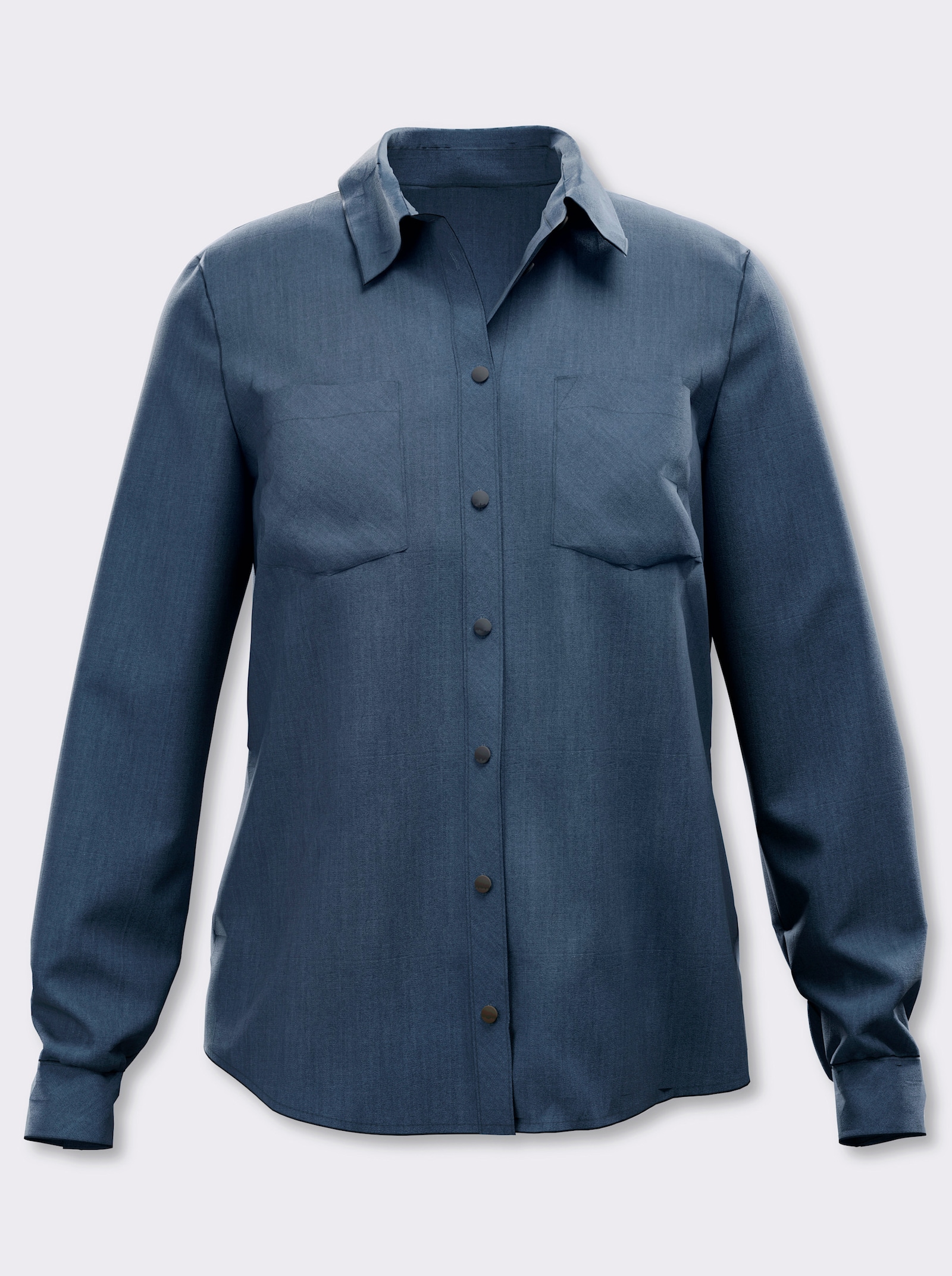 heine Blouse met lange mouwen in denimlook - donkerblauw