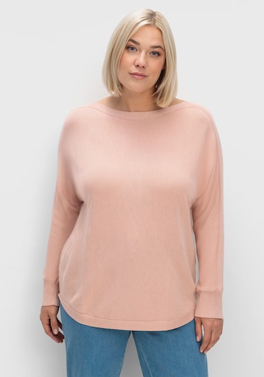 Langarm-Pullover in Jersey-Strick - puder