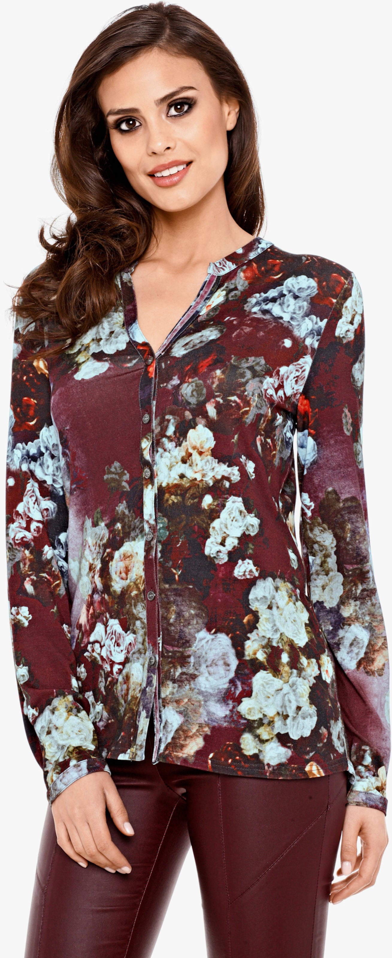 heine Blusenshirt im Blüten-Dessin - bordeaux