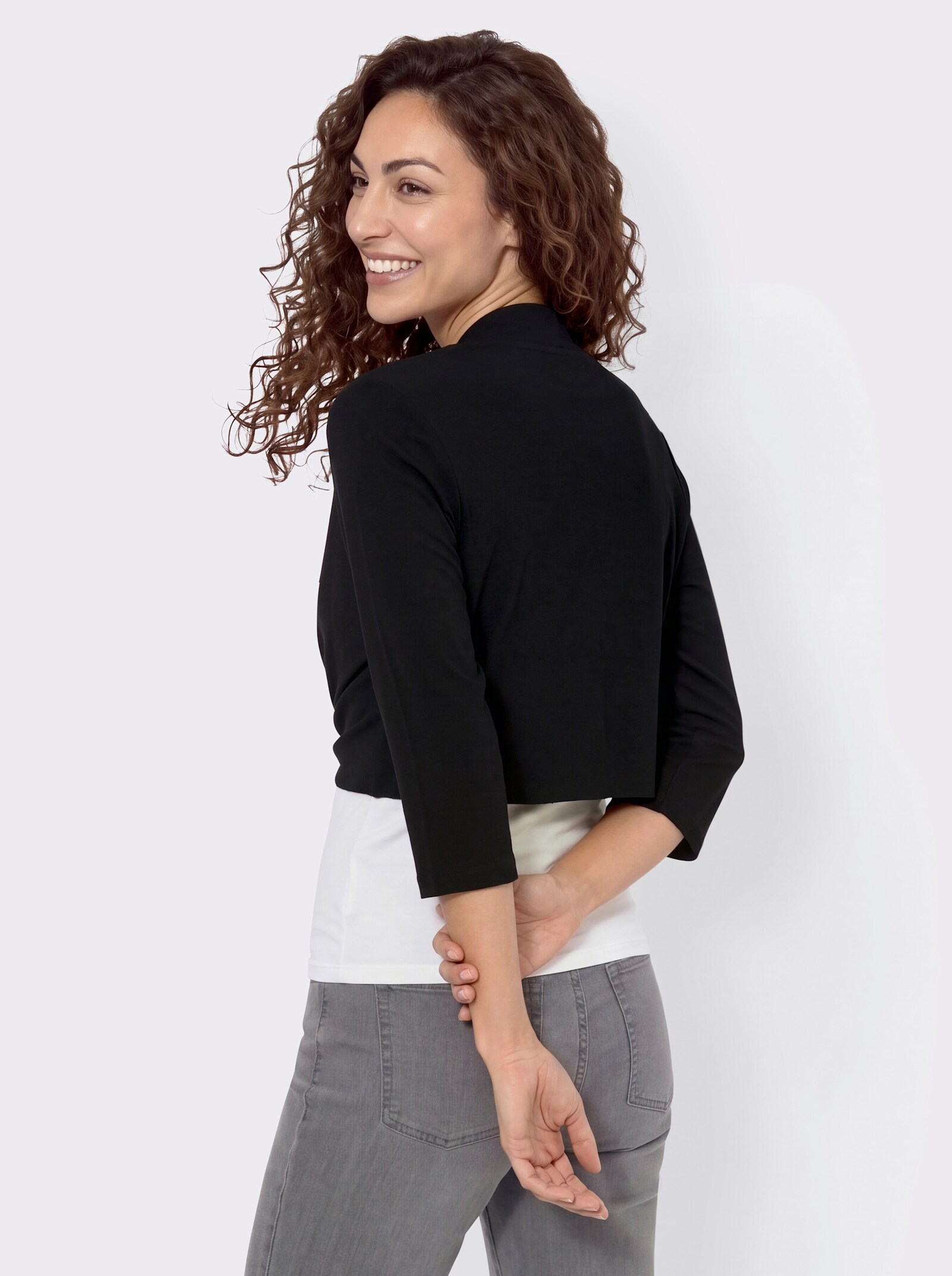 Bolero mit schrägem Saum - schwarz