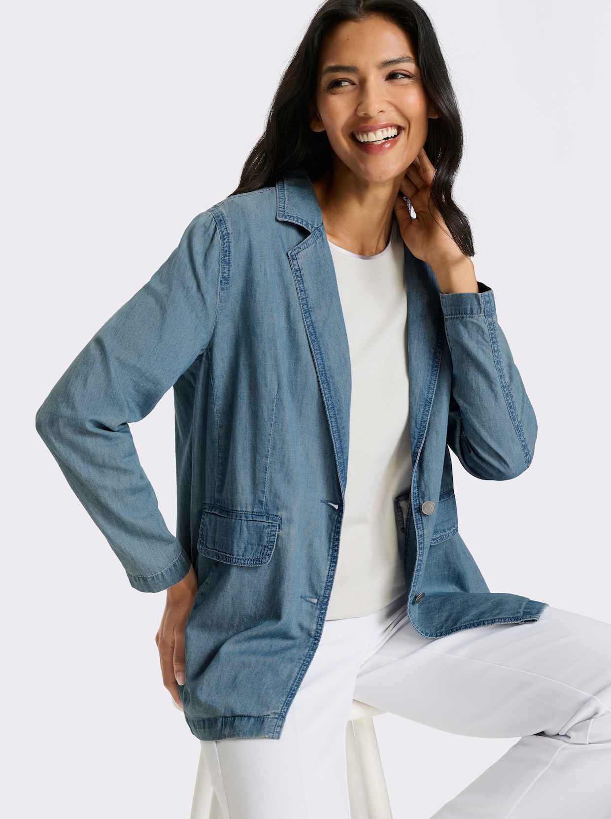Jeansblazer - blue-bleached