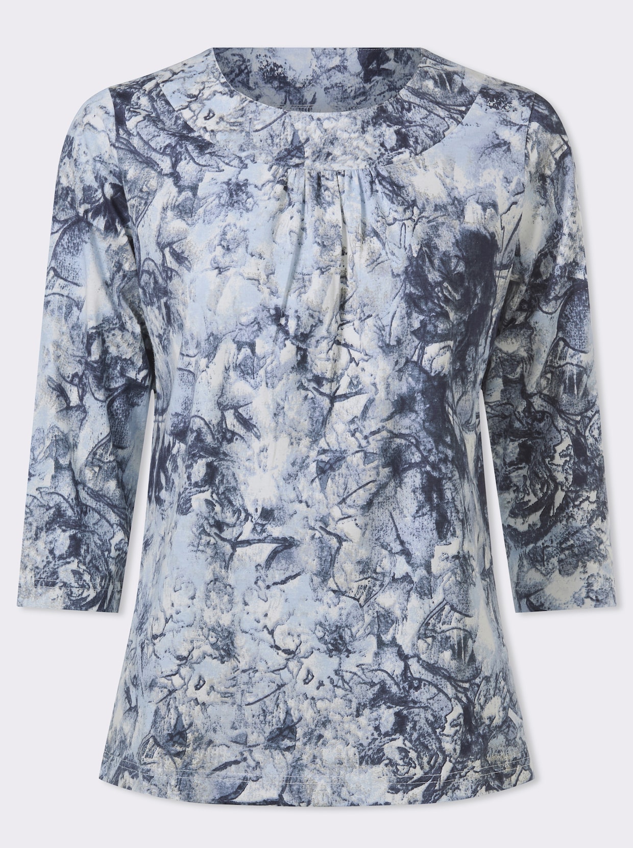 Shirt met ronde hals en print rondom, katoen - ijsblauw/marine bedrukt