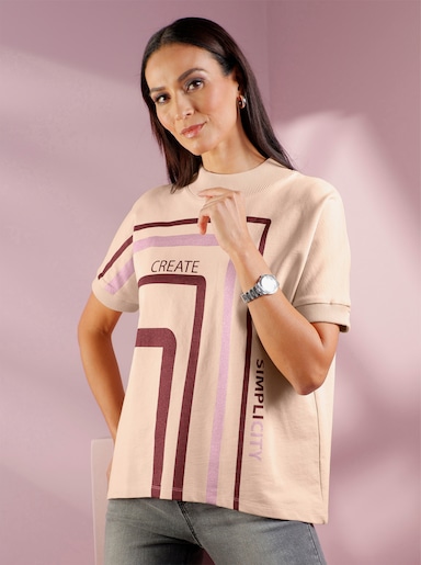 heine Rollkragenshirt mit Glitzerdruck - elfenbein-burgund