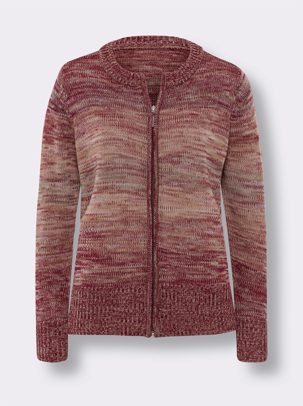 Strickjacke - bordeaux-rosenholz-meliert