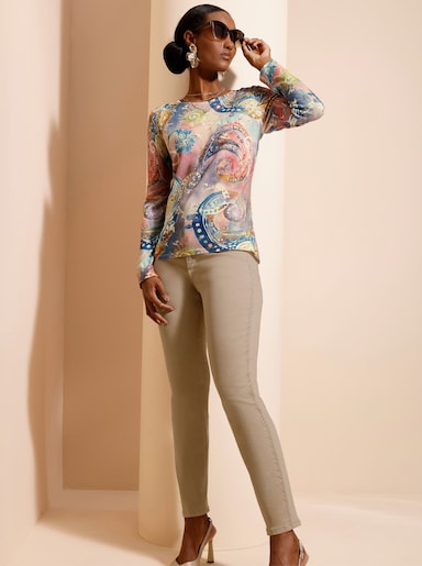 Pullover - apricot-papaya-bedruckt