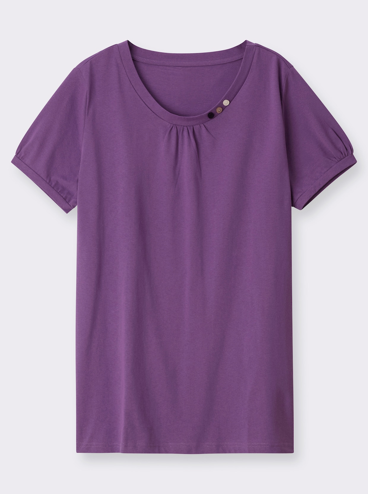 Longshirt mit gerafftem Ausschnitt - lila