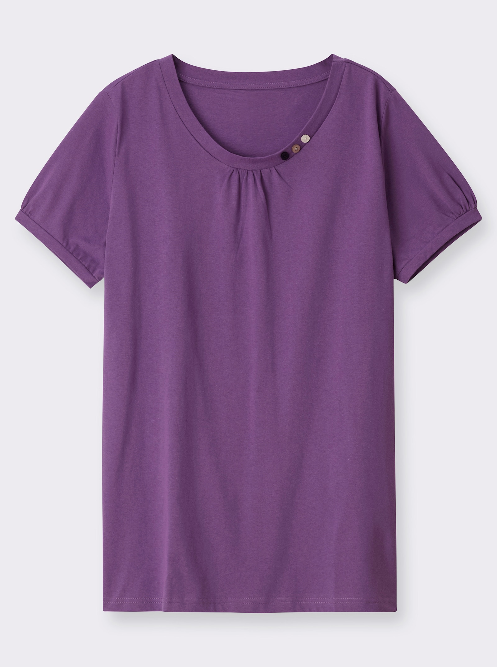 Longshirt mit gerafftem Ausschnitt - lila