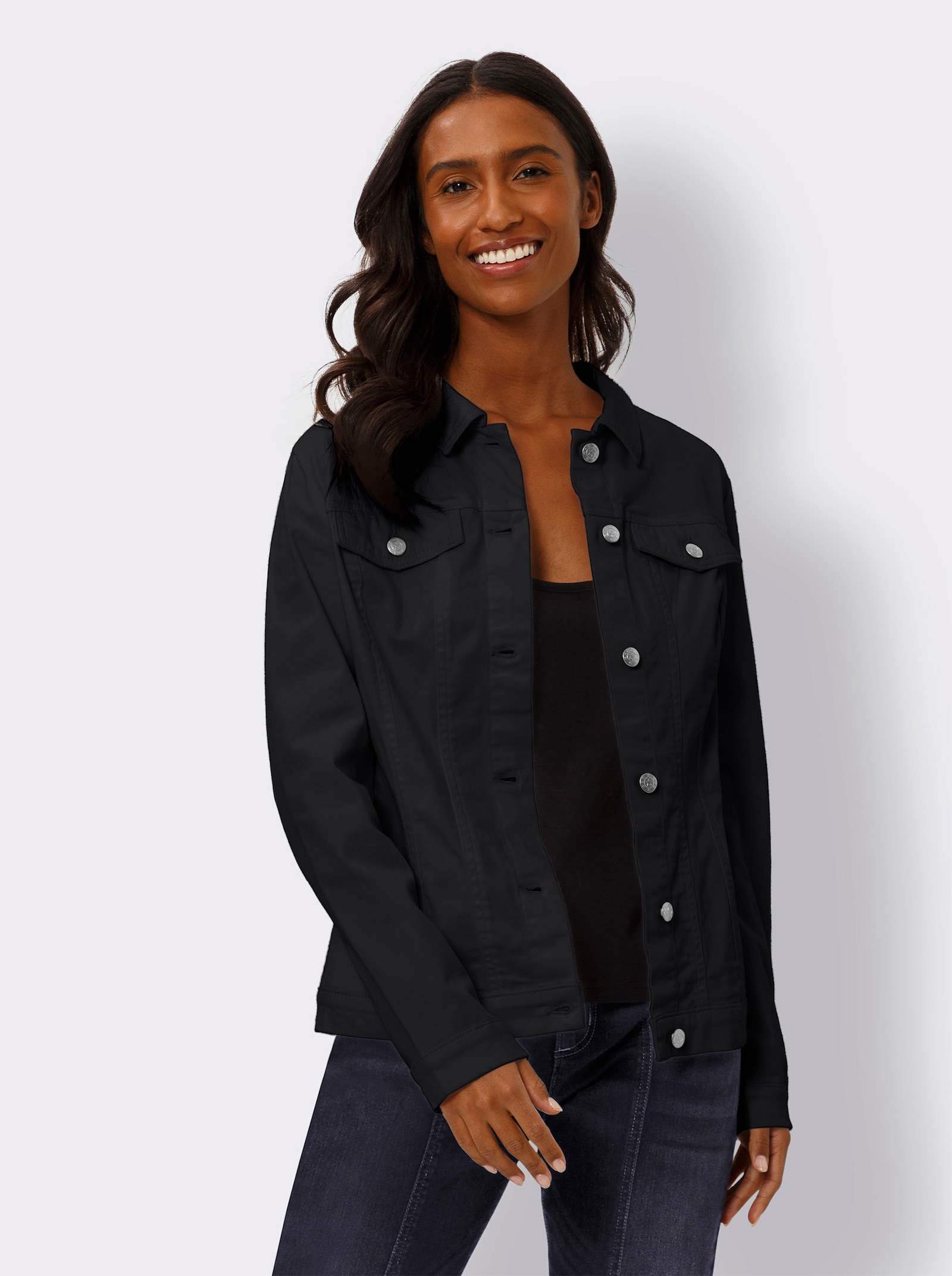 heine Jacke mit Hemdkragen - schwarz