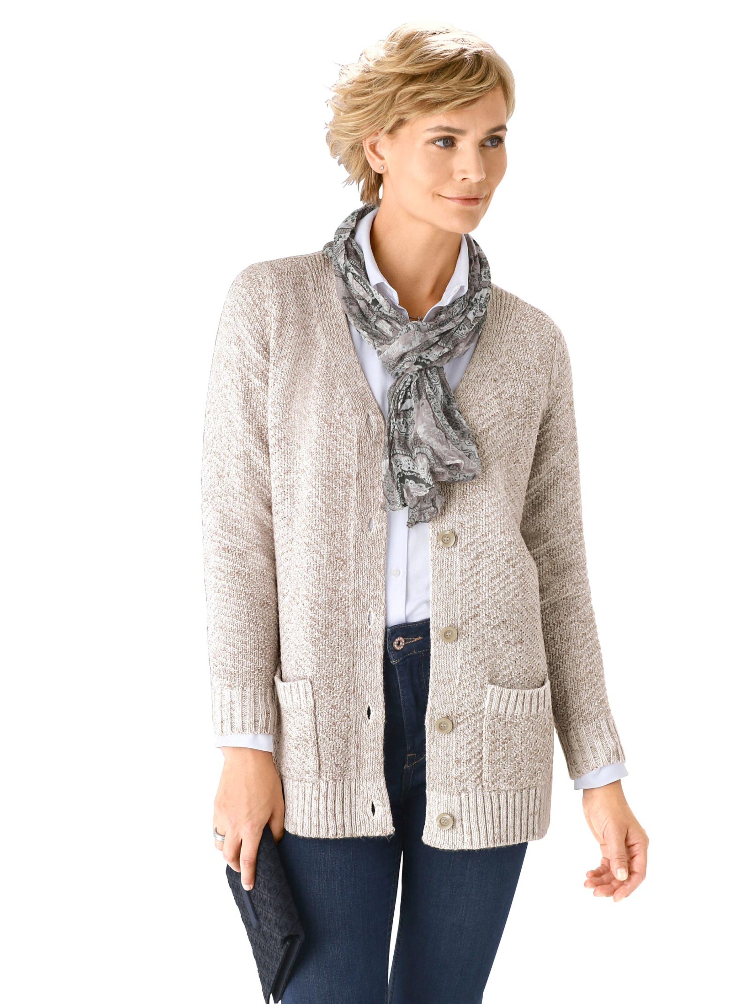 Strickjacke - beige-meliert