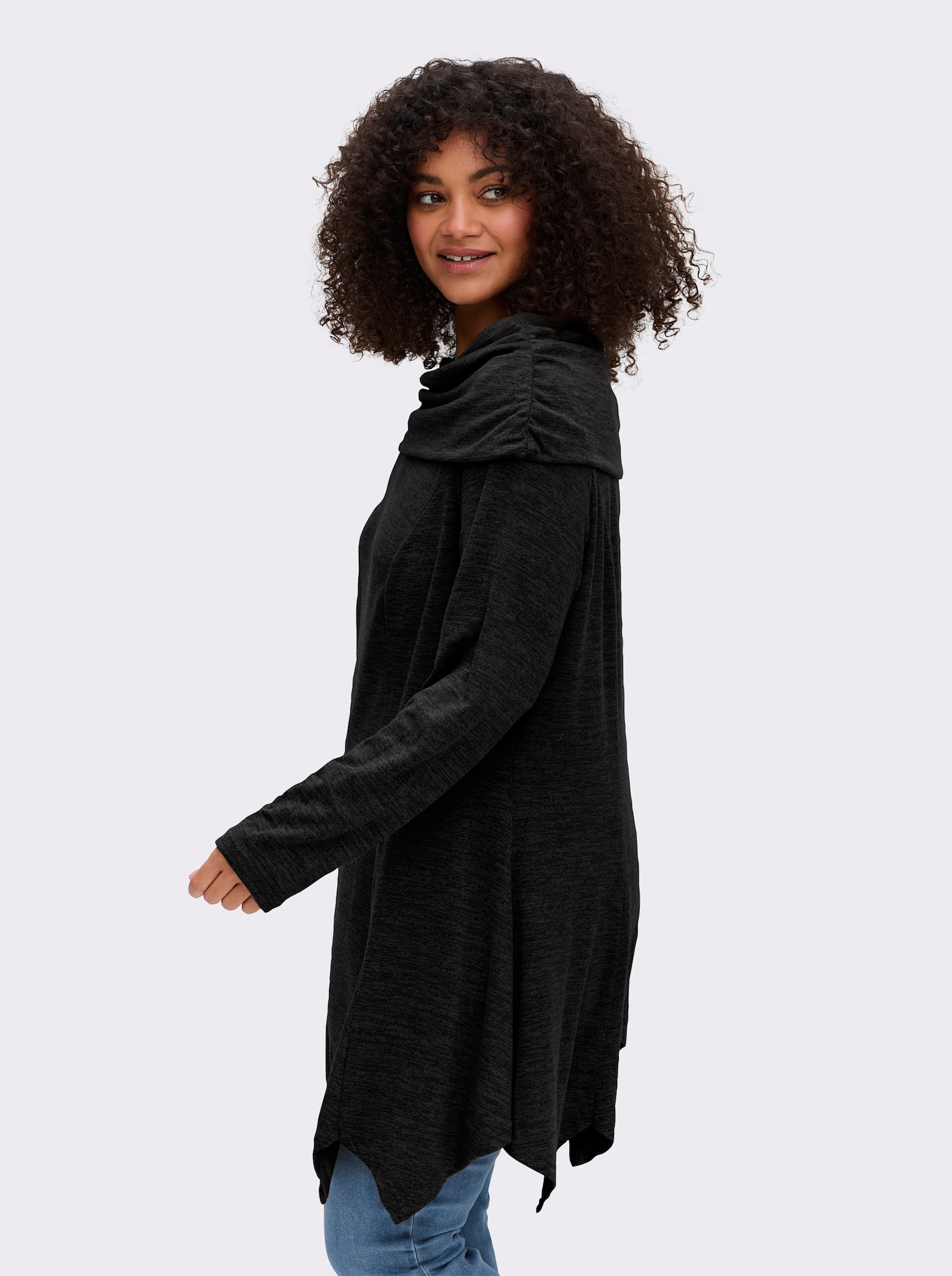 sheego by Joe Browns Longsweatshirt im Strick-Look - schwarz