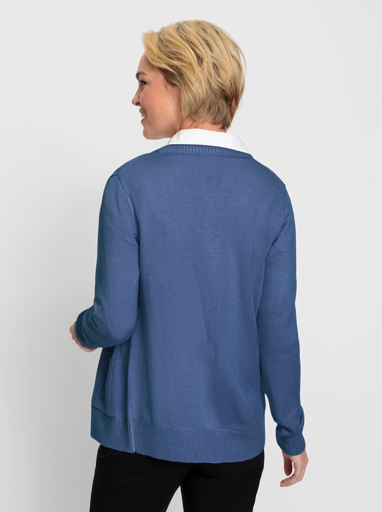 Strickjacke - jeansblau