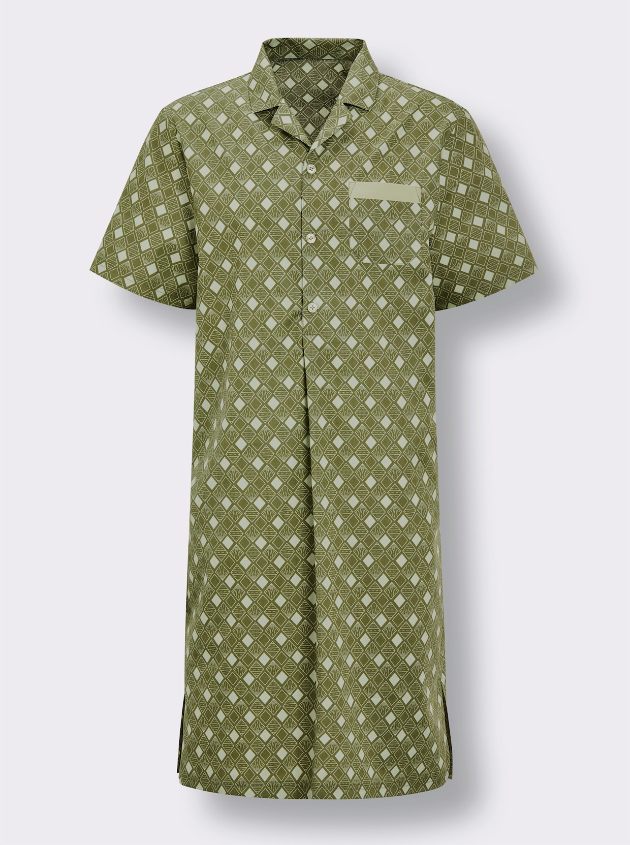 wäschepur men Nachthemd - oliv-lindgrün-bedruckt
