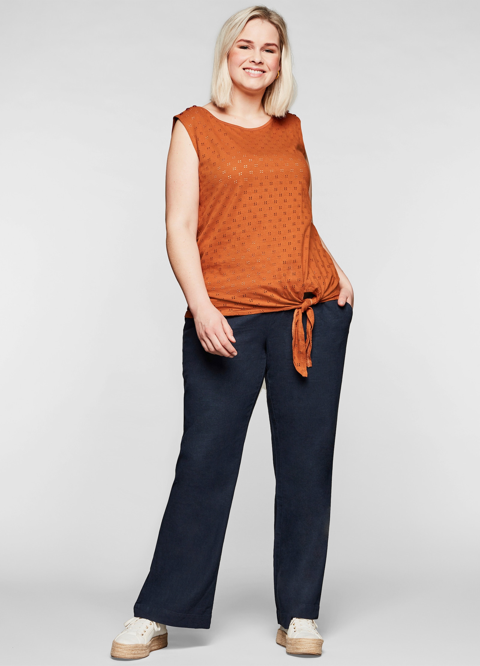 sheego Hose mit extraweitem Beinverlauf - nachtblau